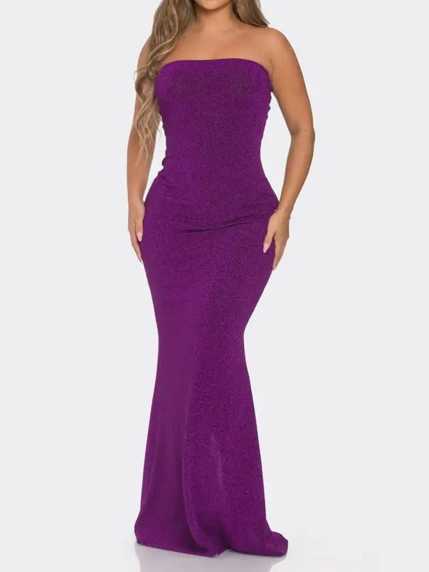 Tube Back Slit Lurex Dress