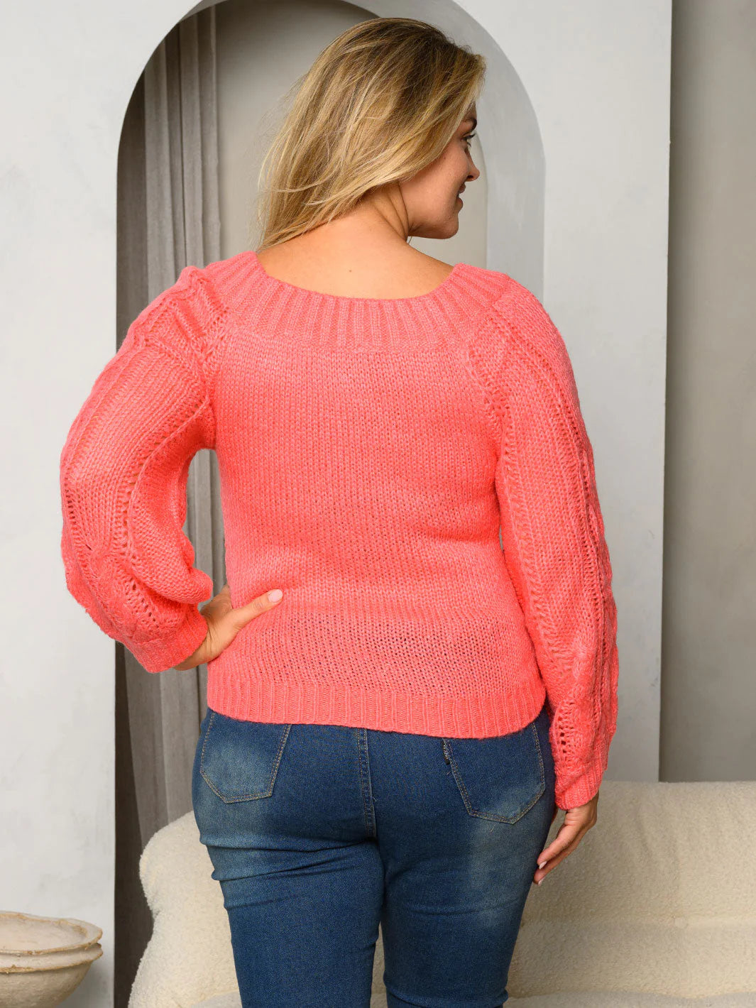 Women Plus Size Long Sleeve Knit Pullover Sweater