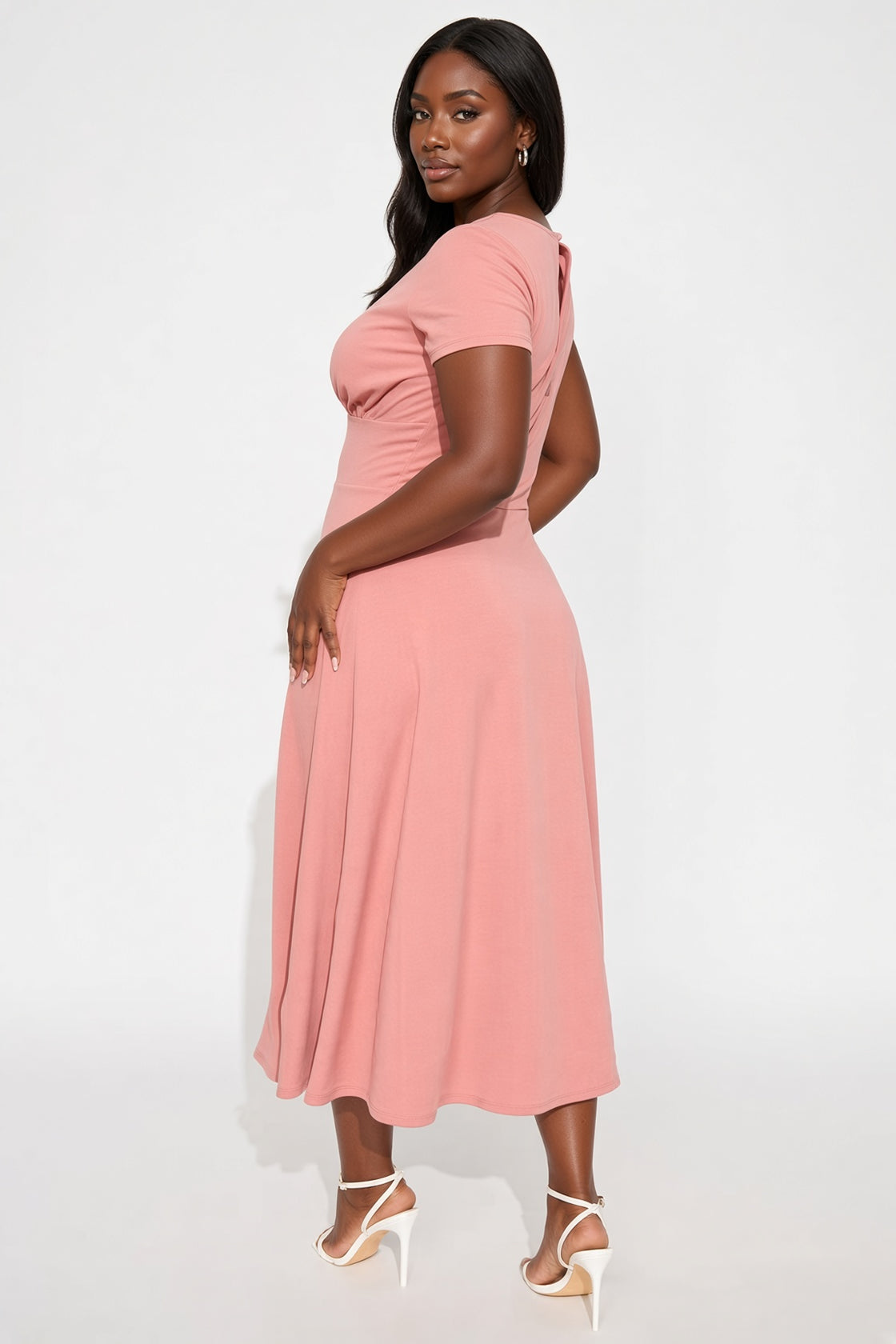 Charolette Short Sleeve Midi Dress - Mauve