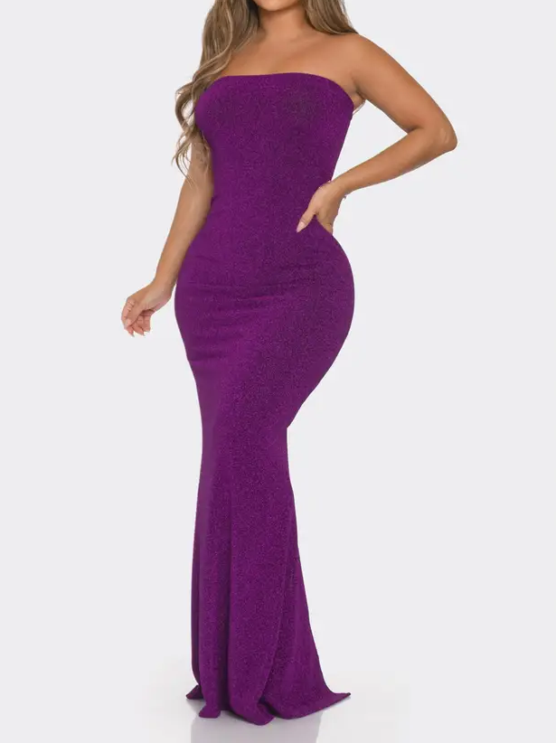 Tube Back Slit Lurex Dress