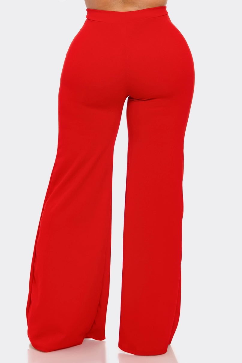 High Waist Back Zipper Palazzo Pants