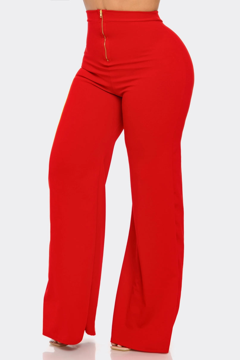 High Waist Back Zipper Palazzo Pants