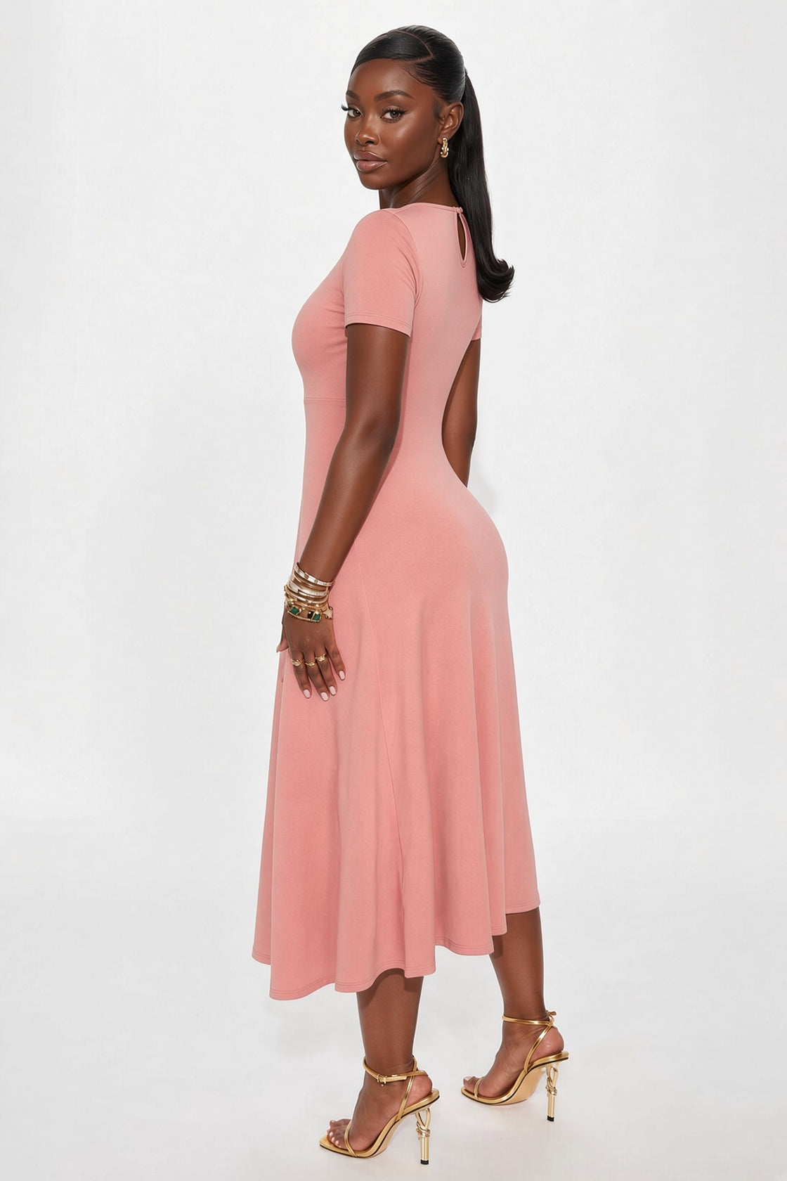 Charolette Short Sleeve Midi Dress - Mauve