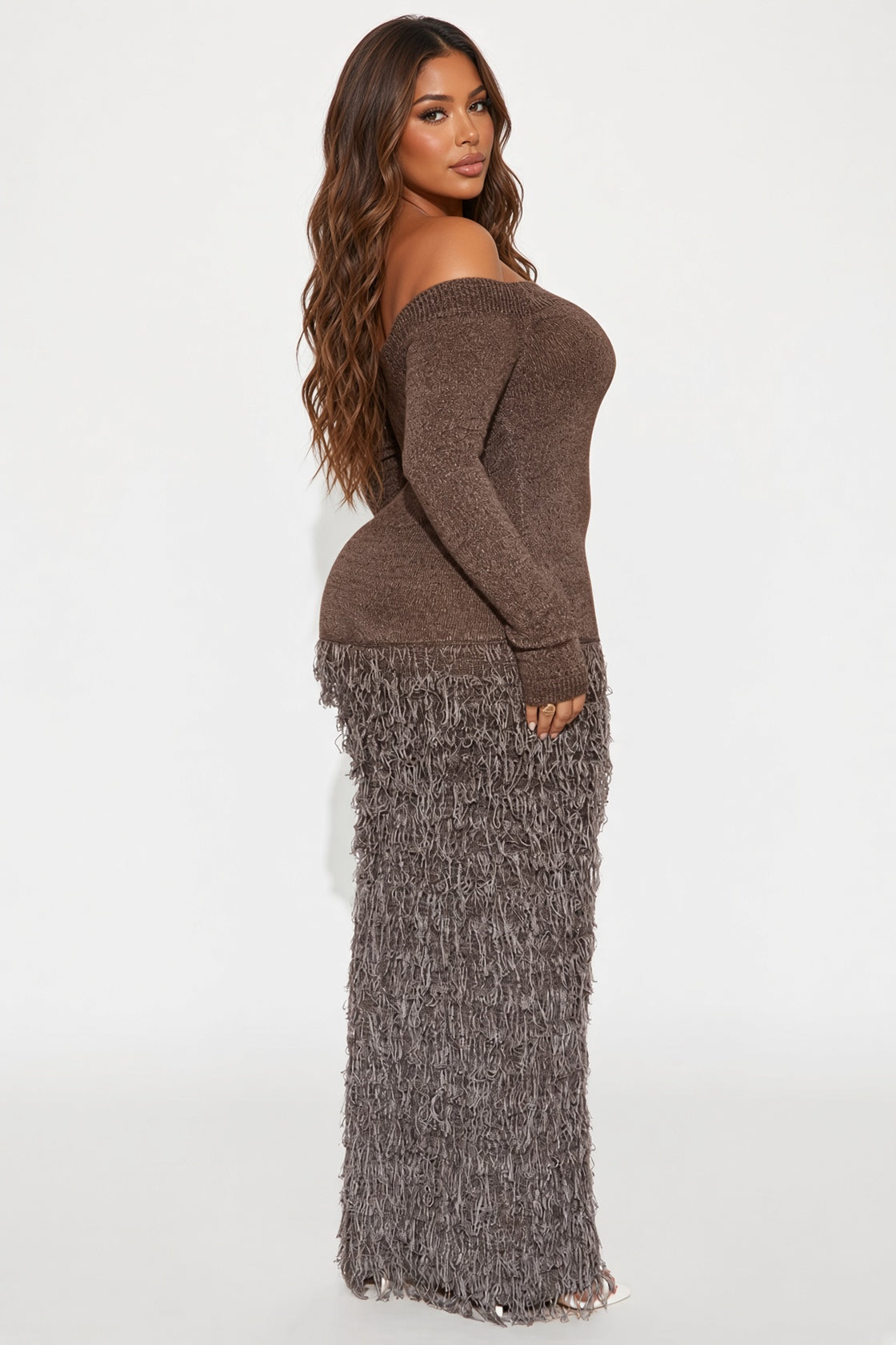 Kimberly Fringe Sweater Maxi Dress