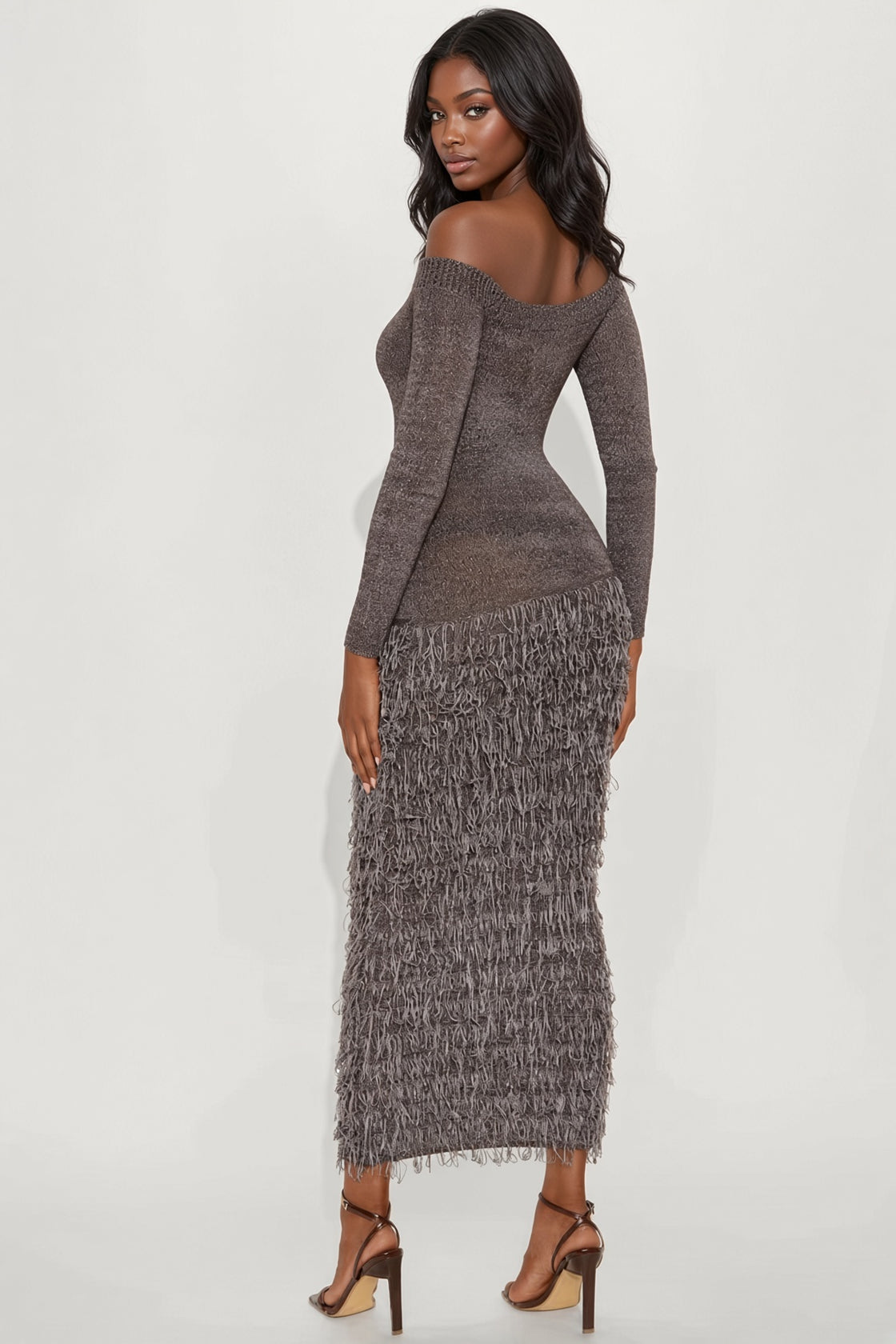 Kimberly Fringe Sweater Maxi Dress