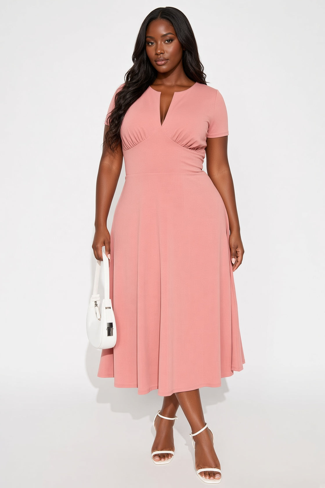Charolette Short Sleeve Midi Dress - Mauve