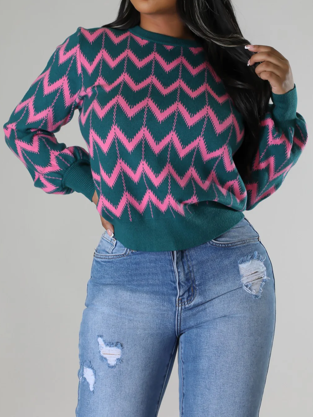 Stretch Knit Pullover Sweater