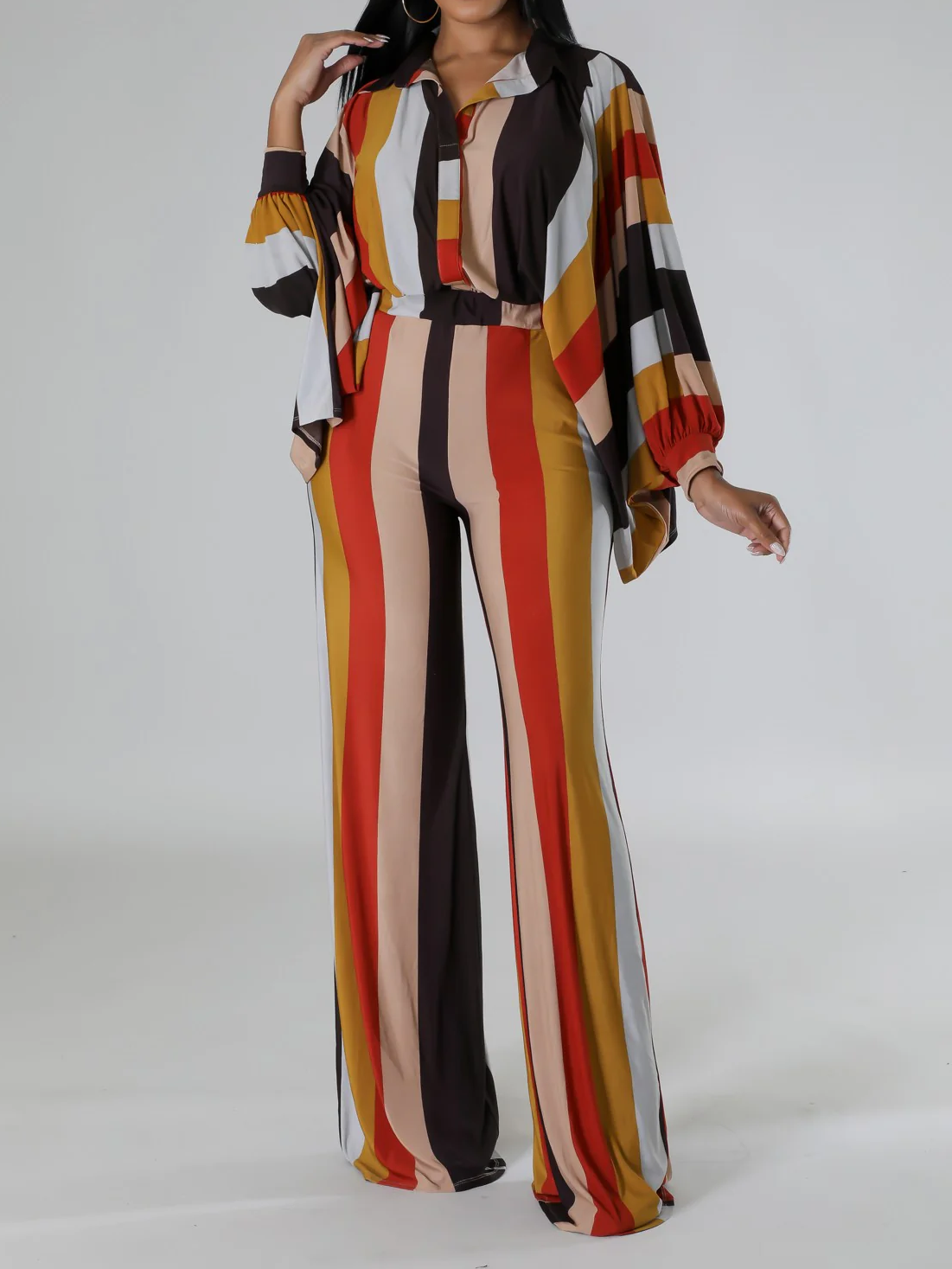 Striped Stretch Pant Set – Chic & Effortlessly Bold