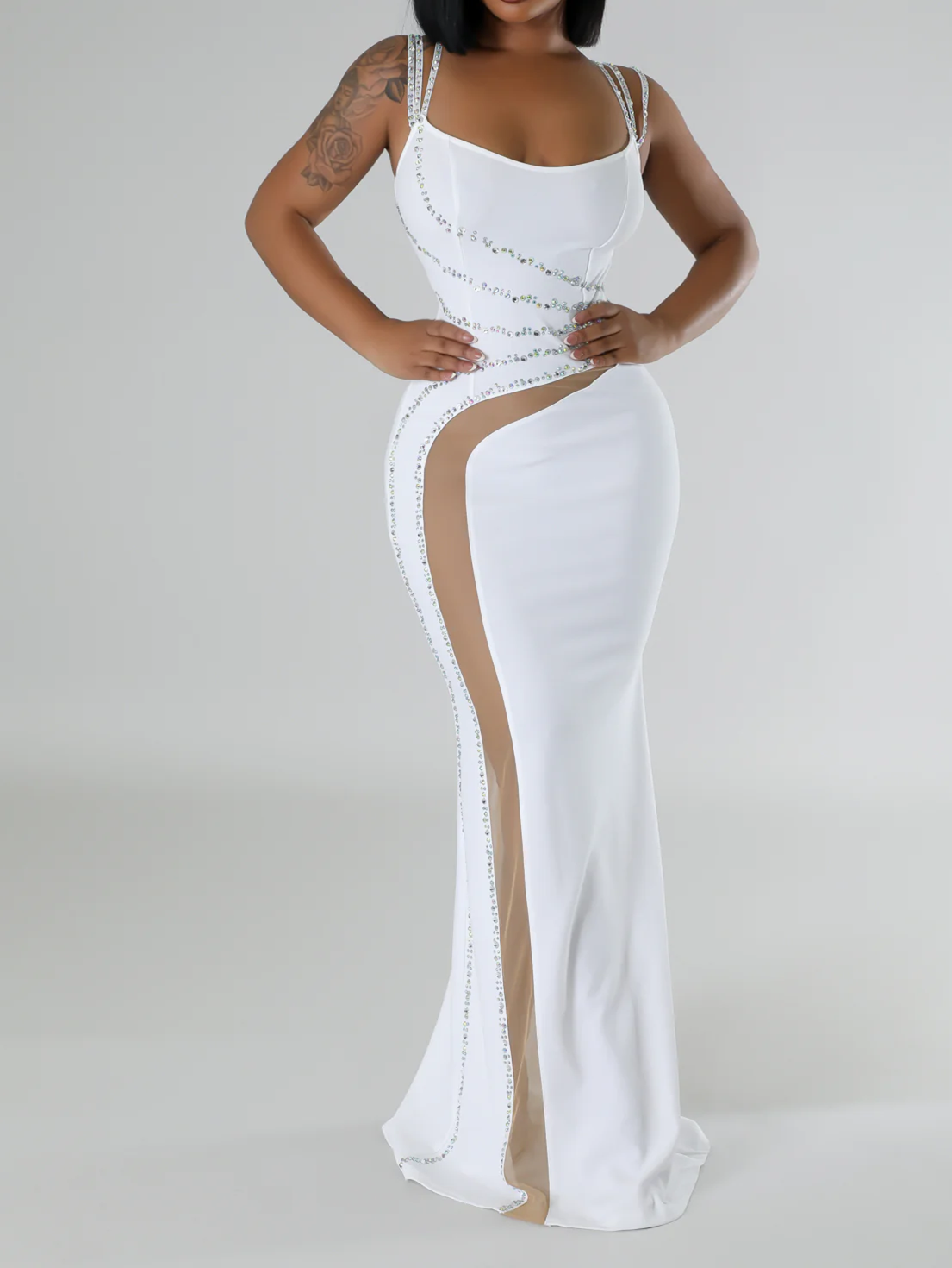 Rhinestone Spaghetti Strap Dress