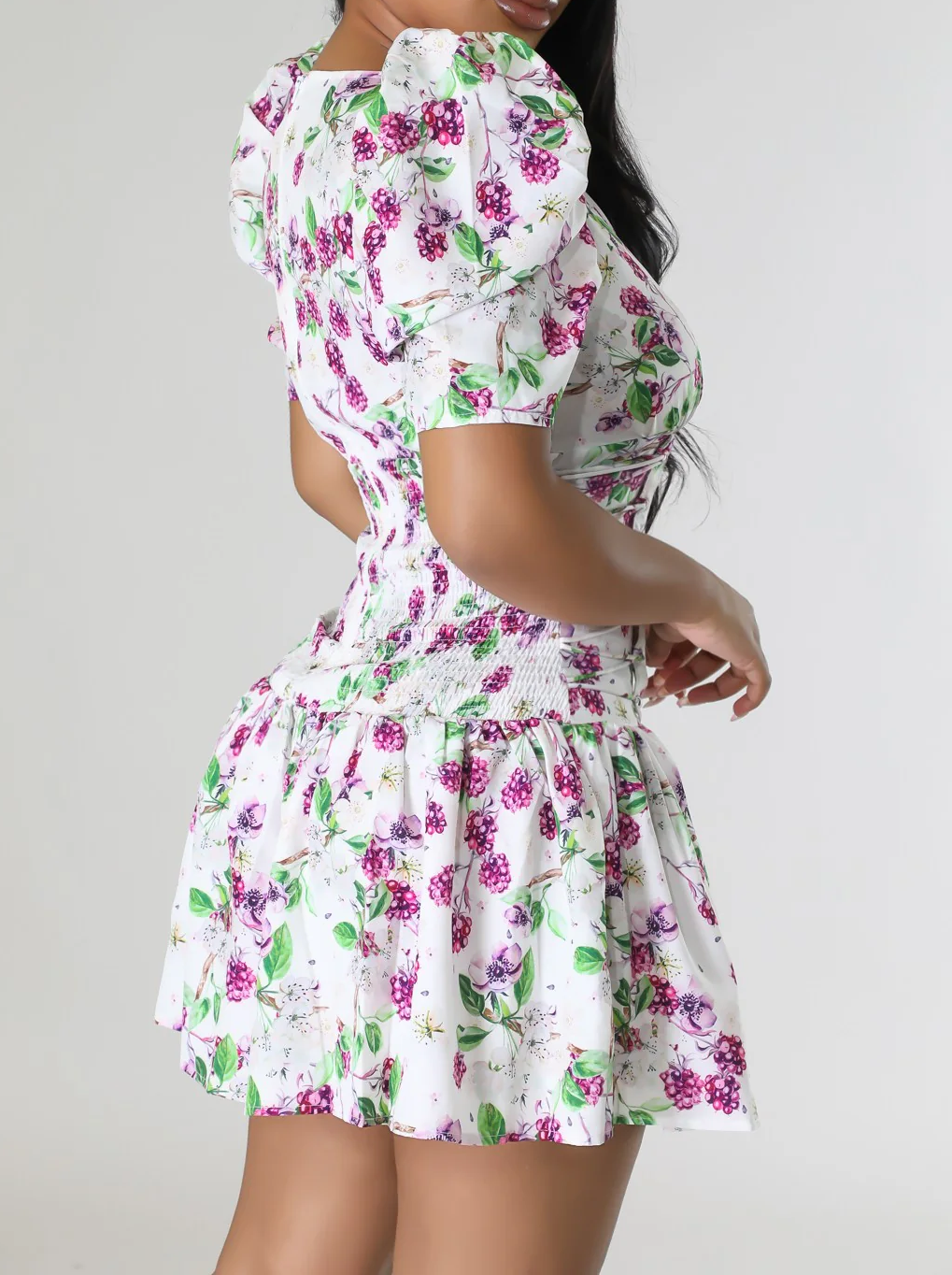 Women's Stretch V-Neck Lace-Up Dress with Short Sleeves