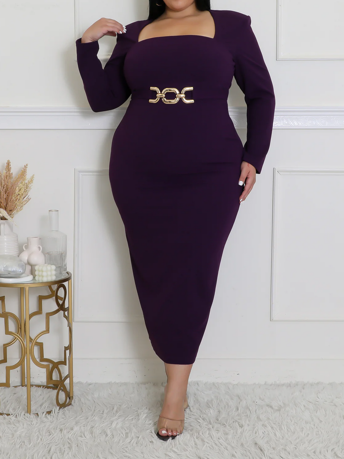 Sleek Mock Neck Plus Size Dress