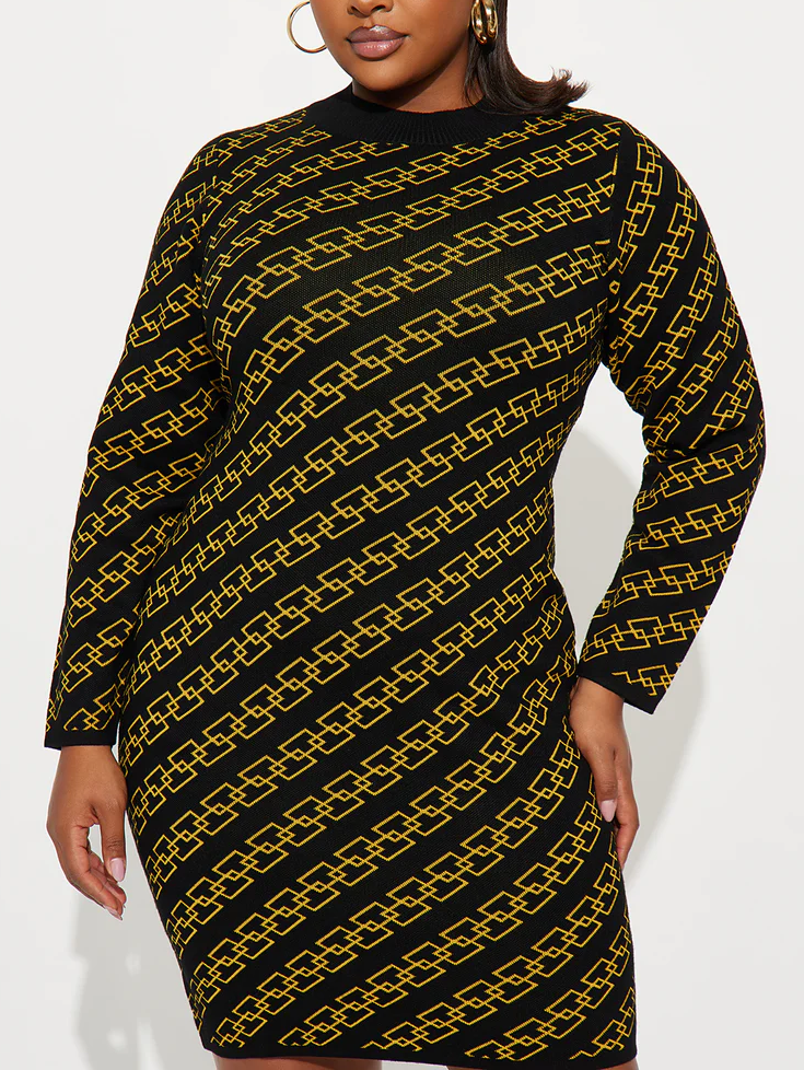 Sweater Midi Dress - Gold/combo