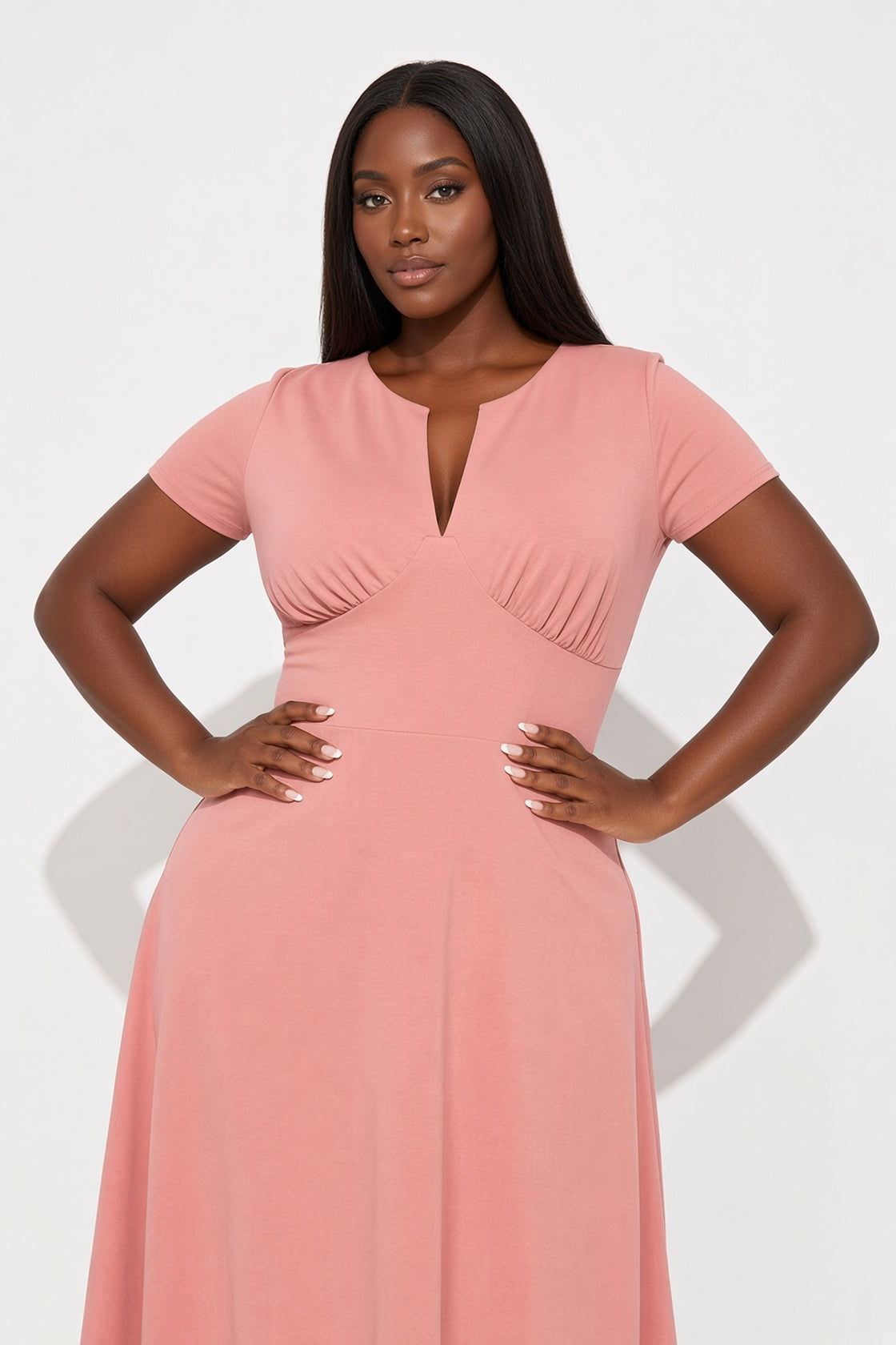 Charolette Short Sleeve Midi Dress - Mauve