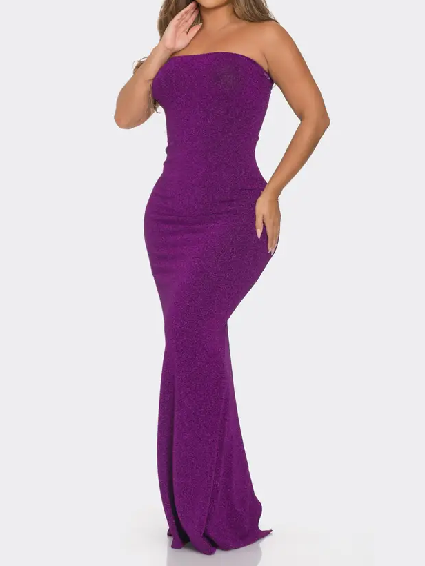 Tube Back Slit Lurex Dress
