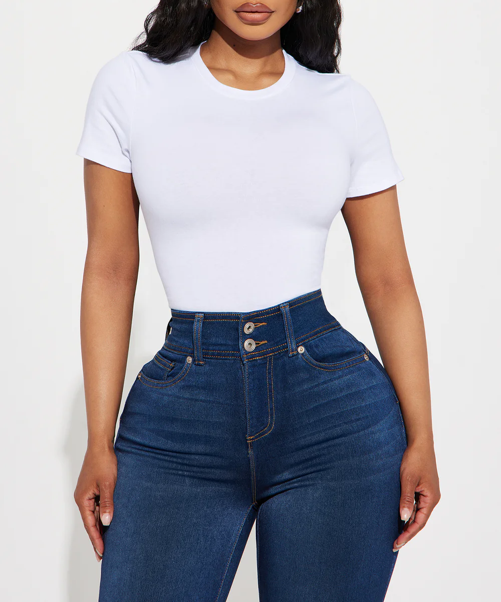 Cotton Cambria Short Sleeve Bodysuit - White